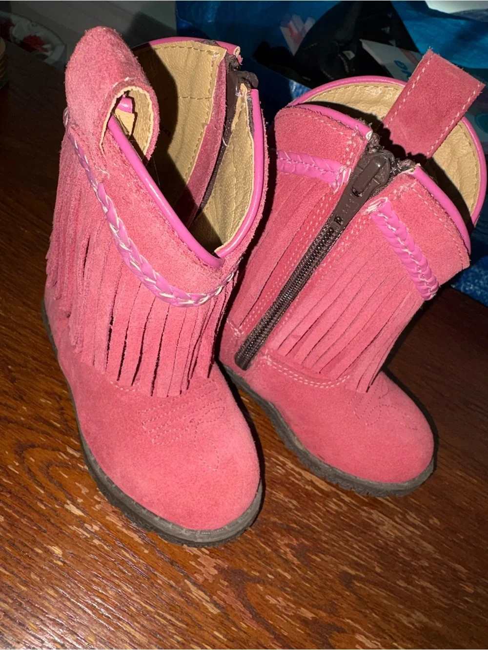 Pink Fringe Suede toddler Boots